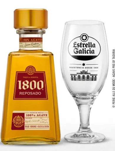 [2364] Pack Tequila 1800 Reposado + Copa Estrella Galicia 